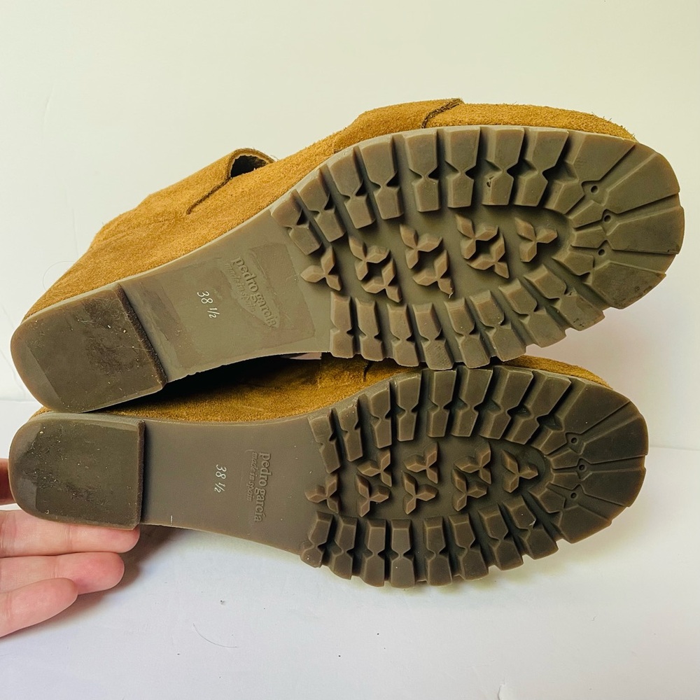 Pedro Garcia Jouri Tan Suede Wedge Sandals Size EU 38.5 US 8.5 LIKE NEW - Picture 6 of 7